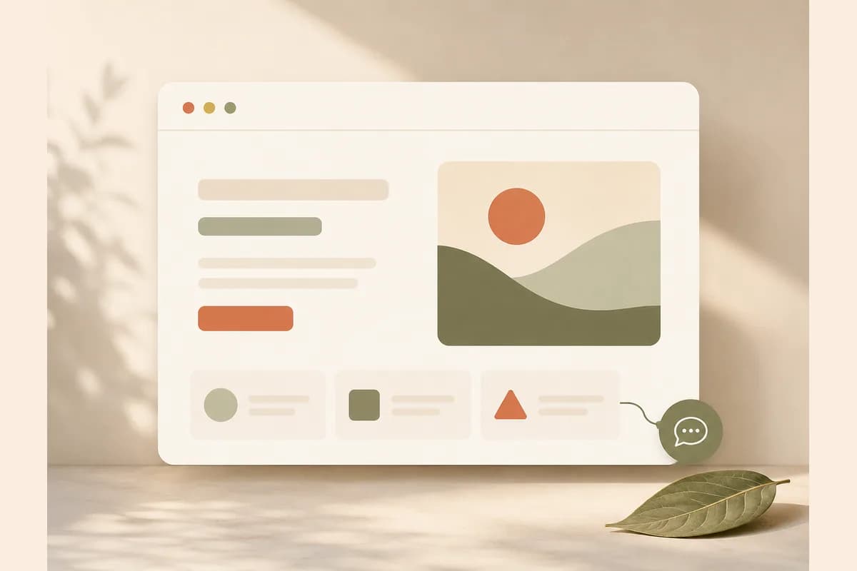 Mockup jendela browser dengan tombol gelembung chat mengambang di sudut bawah, menggambarkan integrasi WhatsApp pada website.