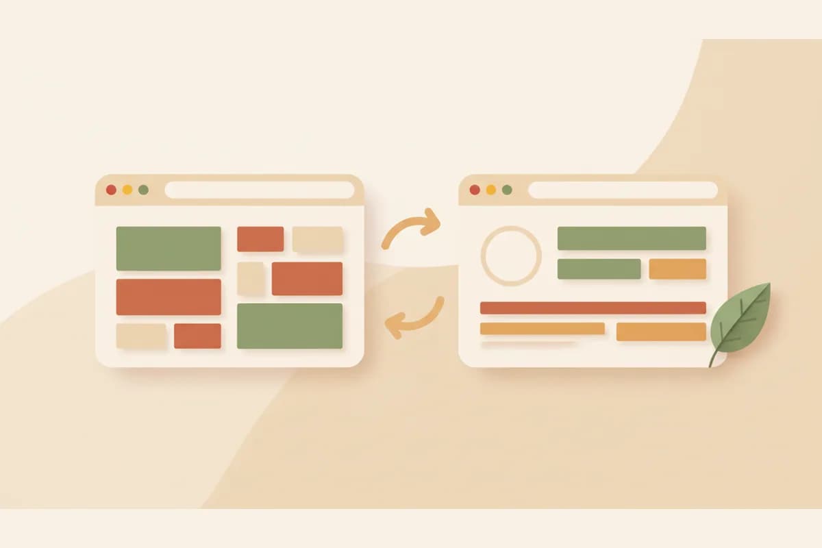 An old website being refreshed into a clearer modern layout while keeping its useful customer paths