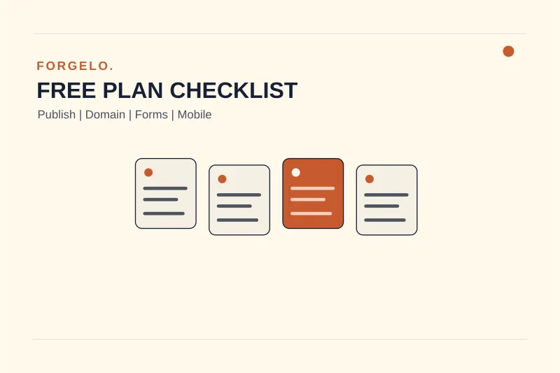 Free AI website builder checklist covering publishing, domain, forms, and mobile readiness