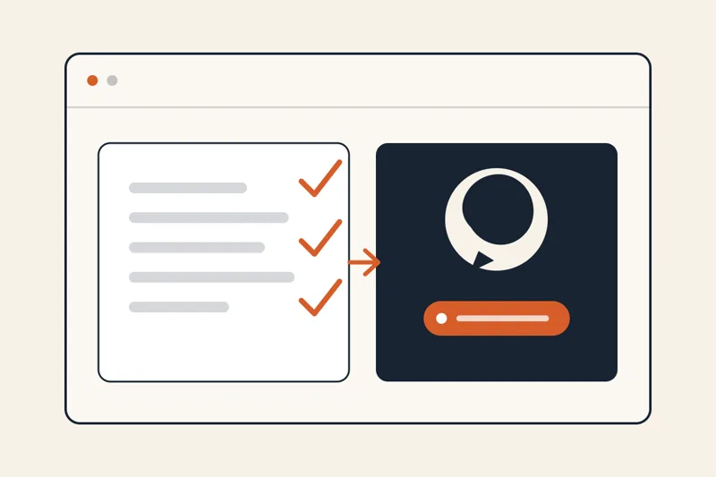 A website checklist beside a clear WhatsApp contact button