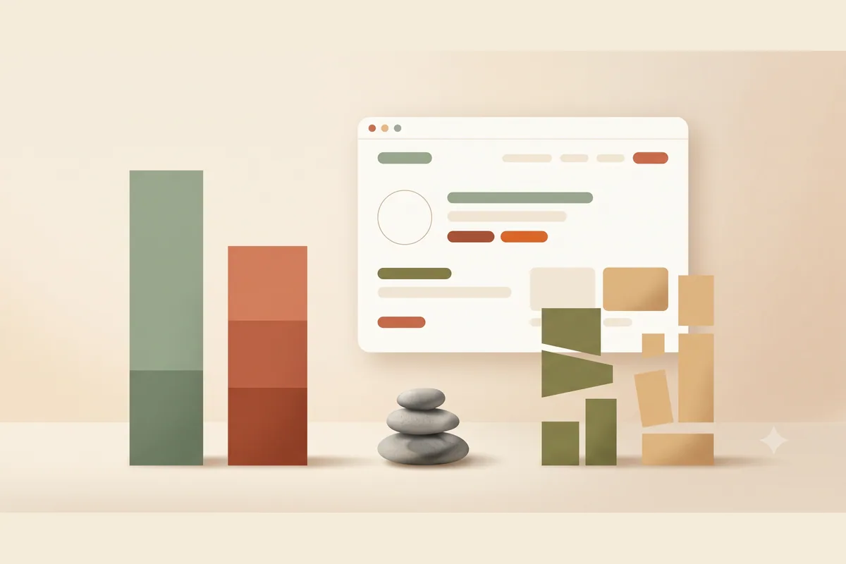 Dua jendela dashboard website dibandingkan berdampingan dengan timbangan menyala di tengah, mewakili perbandingan Durable dengan alternatifnya