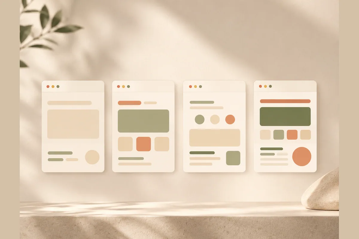 Several small browser cards side by side, each partly filled, representing free portfolio website options compared.