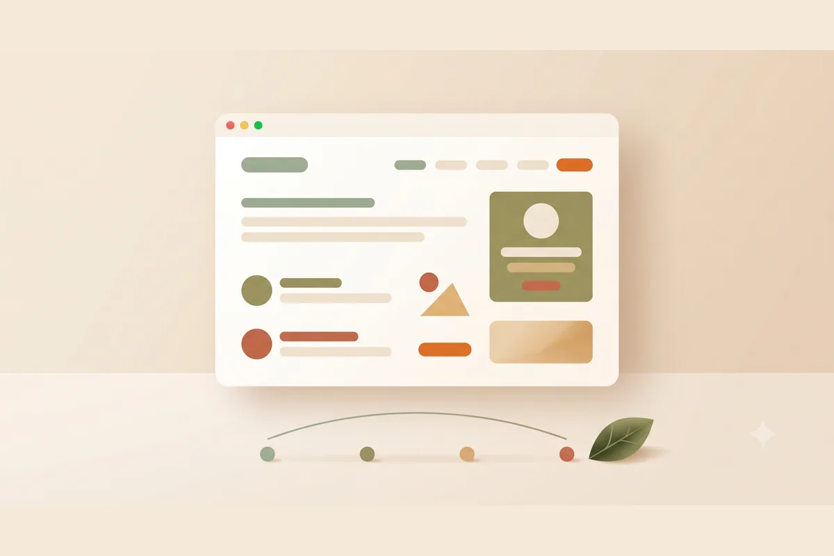 A row of a few milestone dots under a low arc, mapping a realistic plan to rebuild a website in a single afternoon.