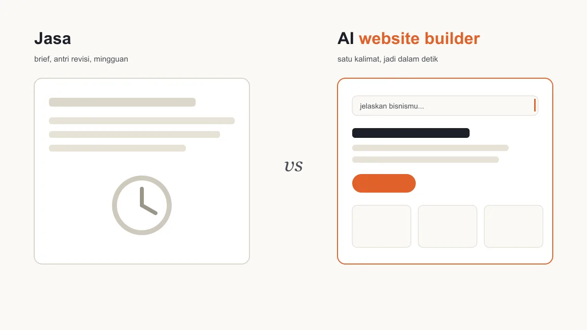 Perbandingan jasa pembuatan website dengan AI website builder