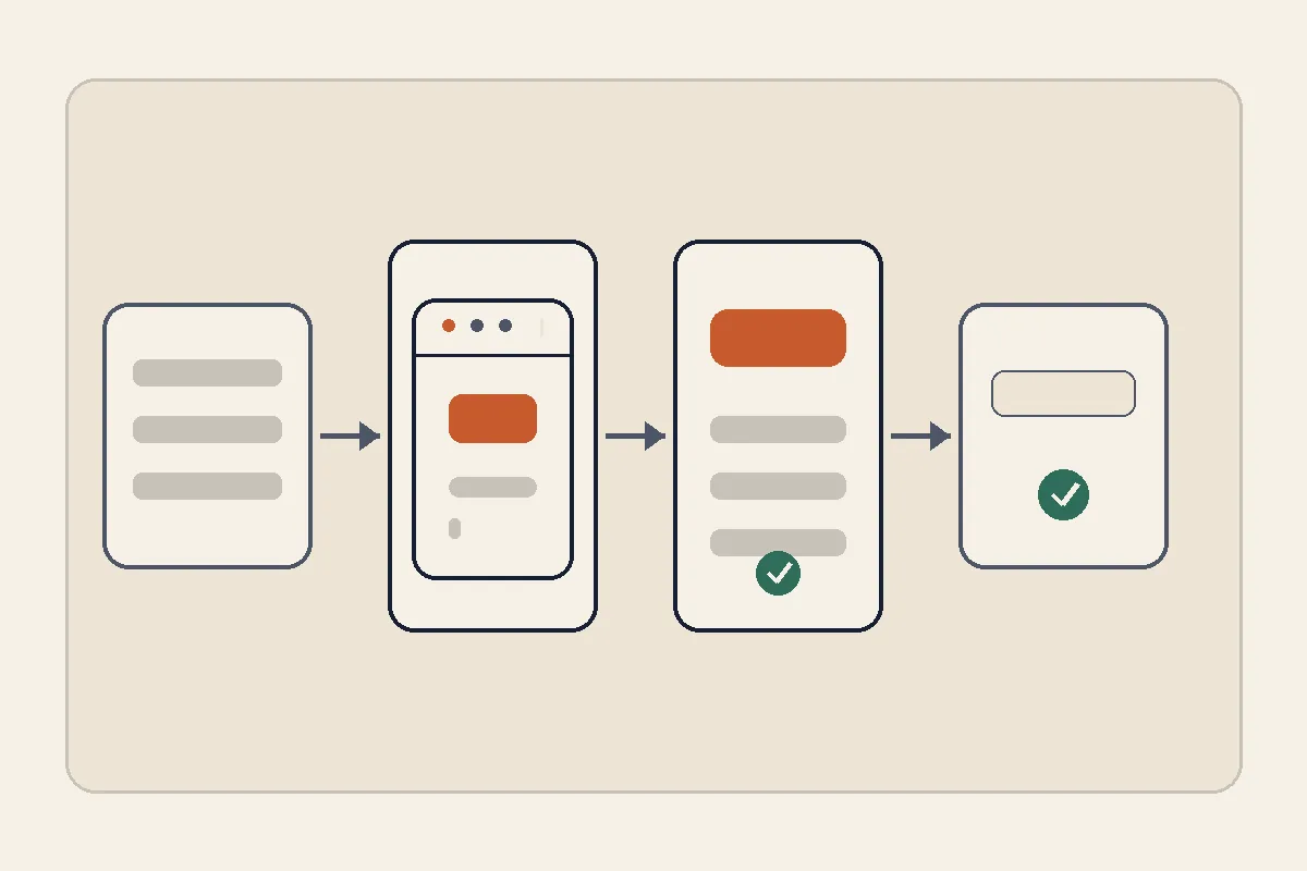 A repeatable agency website workflow moving from intake to AI draft, review and custom-domain delivery